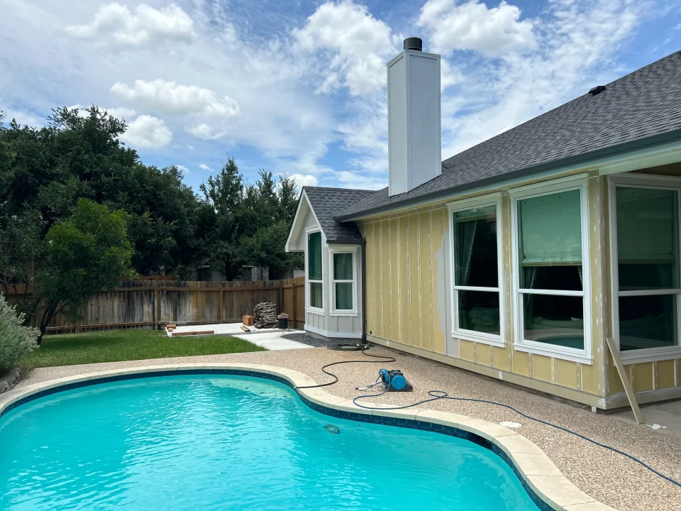 Renovated exterior beside the swimming pool