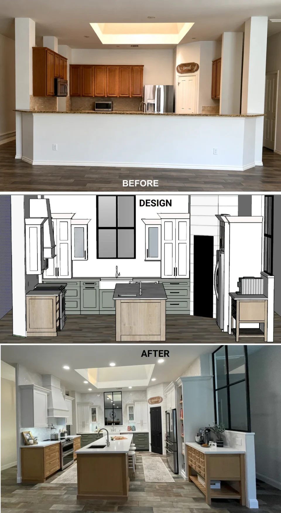 Before, design, and after: whole-home kitchen renovation